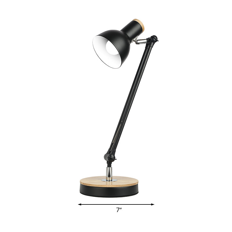 1 Light Metal Desk Lighting Loft Style Matte Black/White Dome Shade Flexible Indoor Desk Lamp Clearhalo 'Desk Lamps' 'Lamps' Lighting' 616353