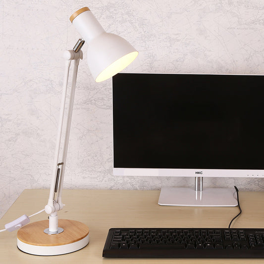 1 Light Metal Desk Lighting Loft Style Matte Black/White Dome Shade Flexible Indoor Desk Lamp White Clearhalo 'Desk Lamps' 'Lamps' Lighting' 616354