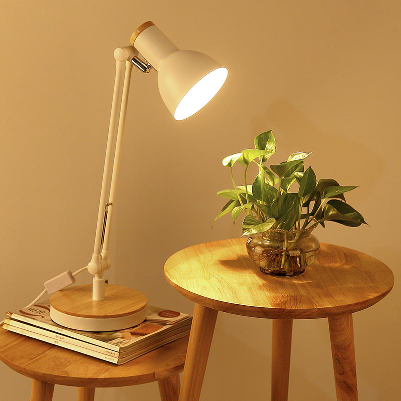 1 Light Metal Desk Lighting Loft Style Matte Black/White Dome Shade Flexible Indoor Desk Lamp Clearhalo 'Desk Lamps' 'Lamps' Lighting' 616355