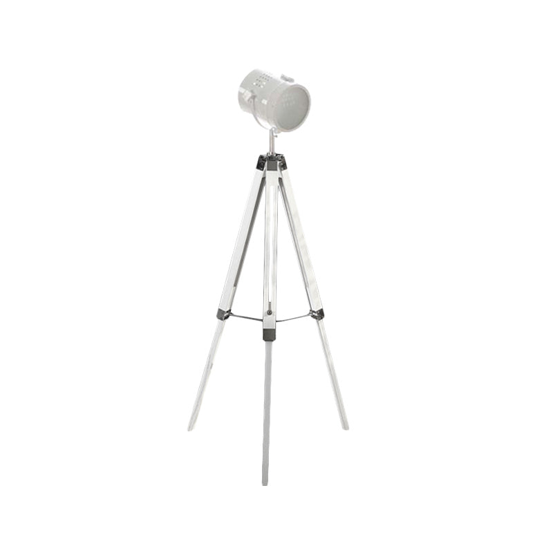 1 Light Tripod Standing Floor Light Industrial Style Black/White Finish Metallic Spotlight for Living Room Clearhalo 'Floor Lamps' 'Lamps' Lighting' 616376