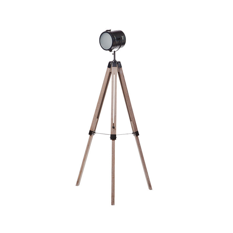1 Light Tripod Floor Light Vintage Industrial Black/White Metallic Standing Floor Light for Living Room Clearhalo 'Floor Lamps' 'Lamps' Lighting' 616380