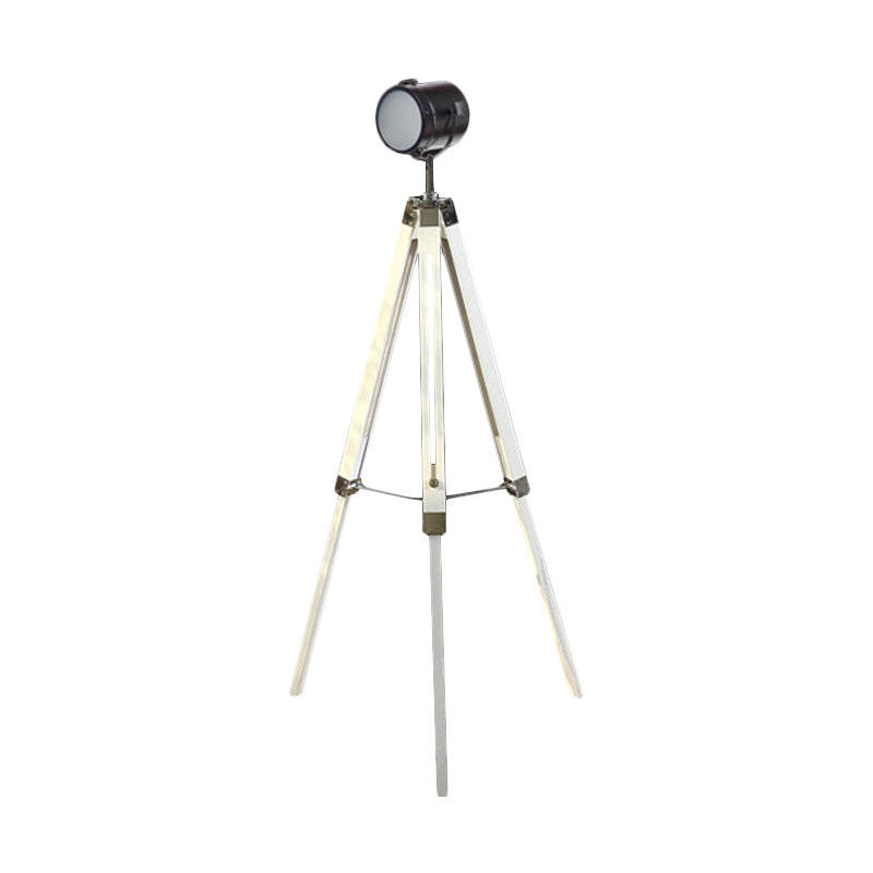 1 Light Tripod Floor Light Vintage Industrial Black/White Metallic Standing Floor Light for Living Room Clearhalo 'Floor Lamps' 'Lamps' Lighting' 616389