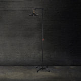 1 Light Flat Shade Floor Light Industrial Rustic Brass Metal Standing Light for Living Room Clearhalo 'Floor Lamps' 'Lamps' Lighting' 616392