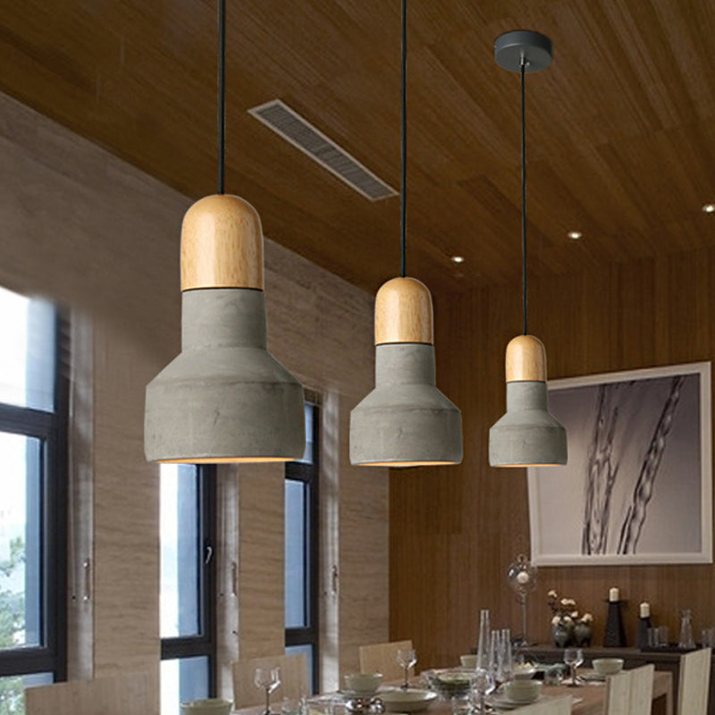 1 Bulb Barn Pendant Light Industrial Style Gray/Green/Red Cement Ceiling Fixture with Hanging Cord Clearhalo 'Ceiling Lights' 'Modern Pendants' 'Modern' 'Pendant Lights' 'Pendants' Lighting' 616520