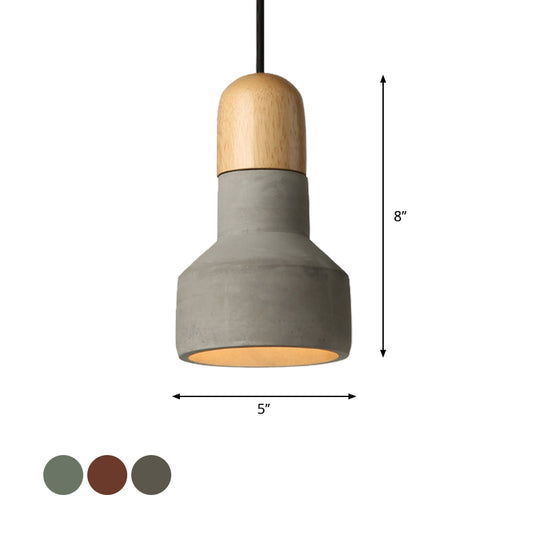 1 Bulb Barn Pendant Light Industrial Style Gray/Green/Red Cement Ceiling Fixture with Hanging Cord Clearhalo 'Ceiling Lights' 'Modern Pendants' 'Modern' 'Pendant Lights' 'Pendants' Lighting' 616522