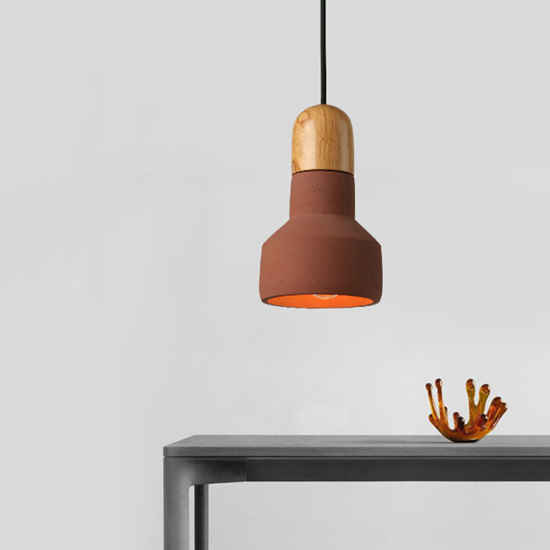 1 Bulb Barn Pendant Light Industrial Style Gray/Green/Red Cement Ceiling Fixture with Hanging Cord Clearhalo 'Ceiling Lights' 'Modern Pendants' 'Modern' 'Pendant Lights' 'Pendants' Lighting' 616524