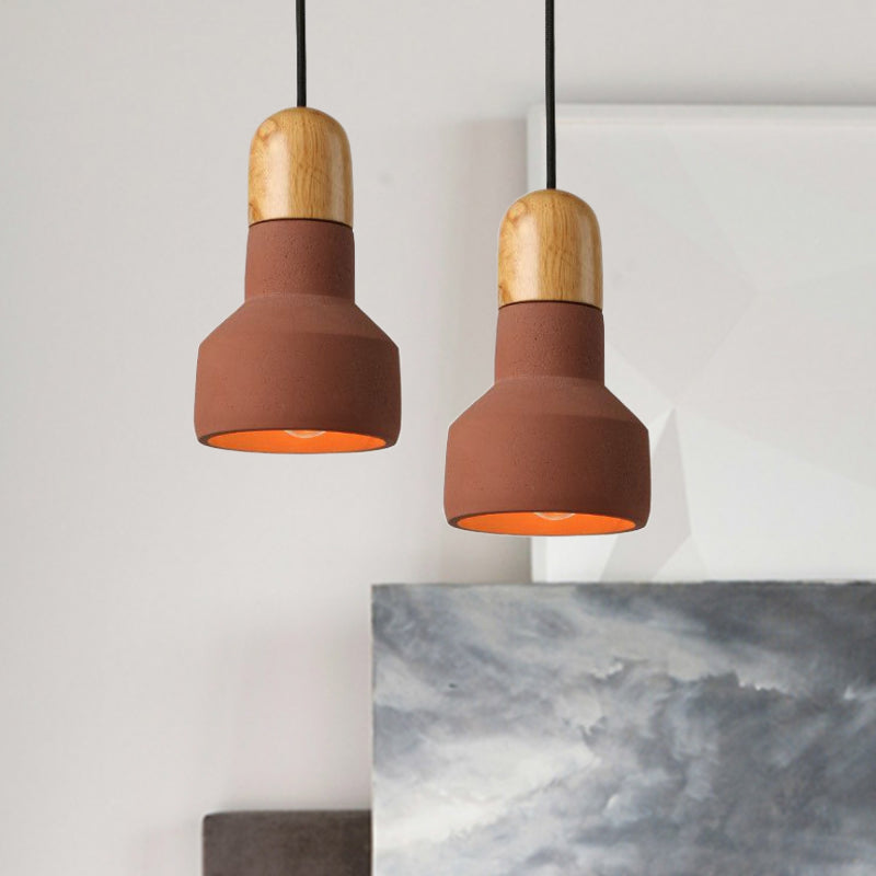 1 Bulb Barn Pendant Light Industrial Style Gray/Green/Red Cement Ceiling Fixture with Hanging Cord Clearhalo 'Ceiling Lights' 'Modern Pendants' 'Modern' 'Pendant Lights' 'Pendants' Lighting' 616525