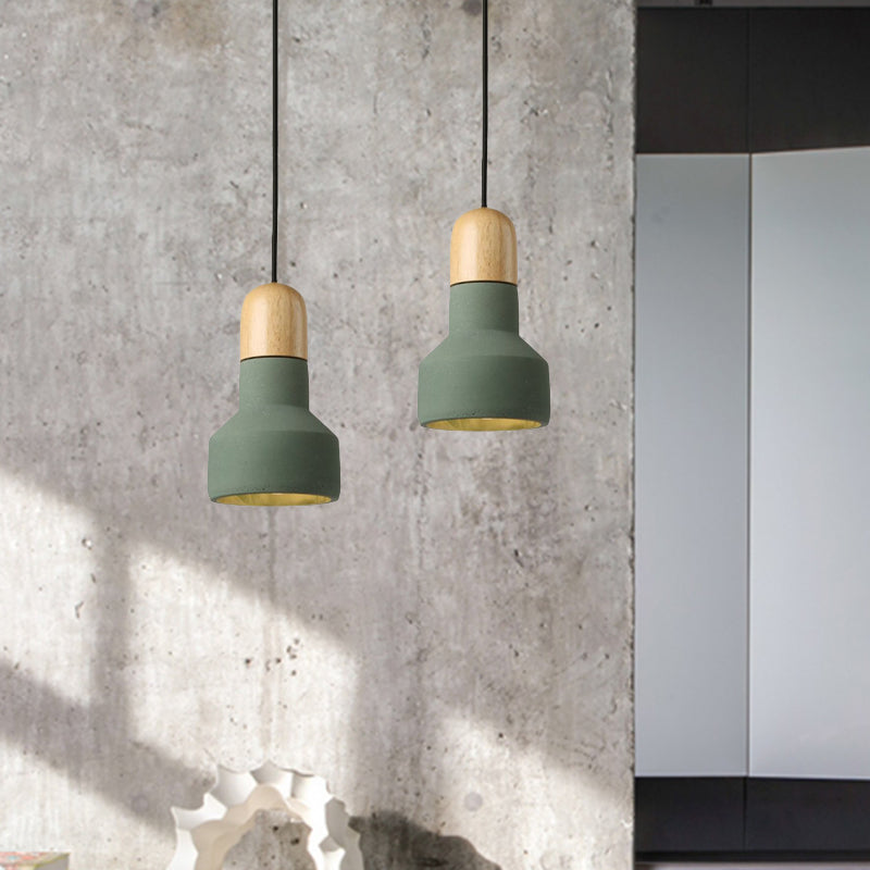 1 Bulb Barn Pendant Light Industrial Style Gray/Green/Red Cement Ceiling Fixture with Hanging Cord Clearhalo 'Ceiling Lights' 'Modern Pendants' 'Modern' 'Pendant Lights' 'Pendants' Lighting' 616528