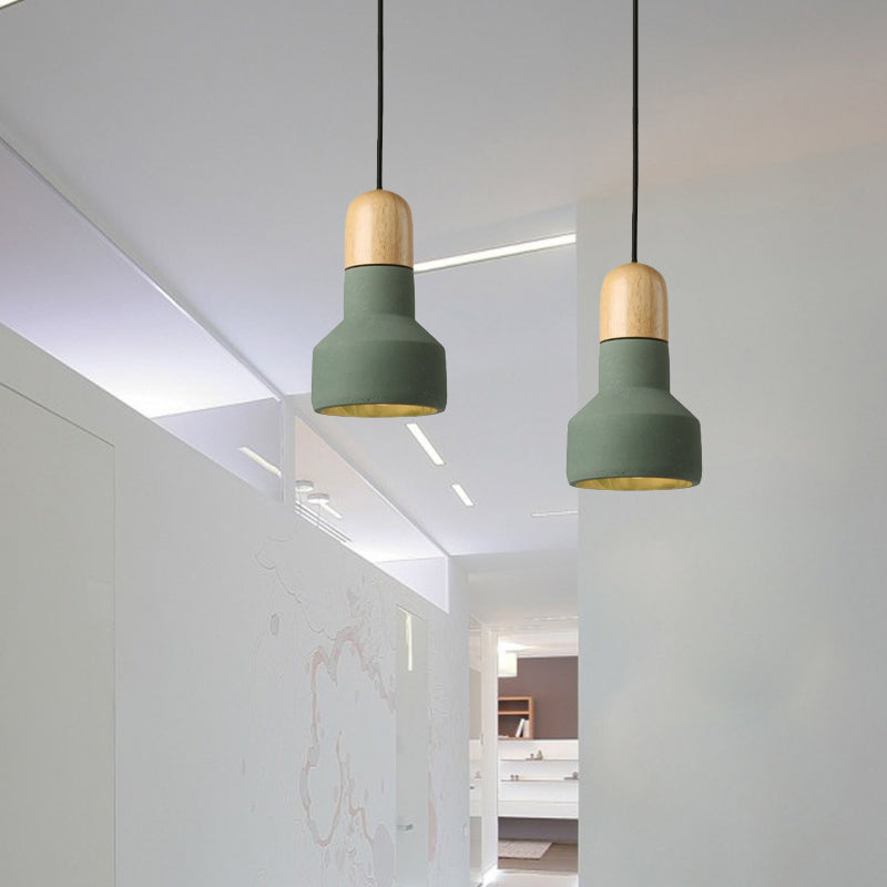 1 Bulb Barn Pendant Light Industrial Style Gray/Green/Red Cement Ceiling Fixture with Hanging Cord Clearhalo 'Ceiling Lights' 'Modern Pendants' 'Modern' 'Pendant Lights' 'Pendants' Lighting' 616529