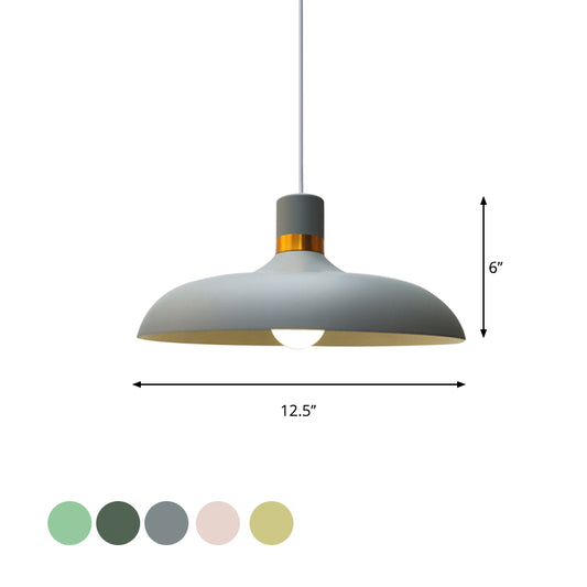 1 Bulb Pendant Lamp with Barn Shade Aluminum Macaron Style Restaurant Ceiling Light Fixture in Grey/Blue Clearhalo 'Ceiling Lights' 'Modern Pendants' 'Modern' 'Pendant Lights' 'Pendants' Lighting' 616557