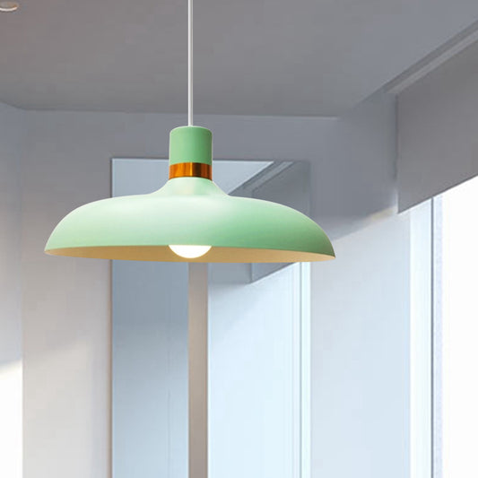1 Bulb Pendant Lamp with Barn Shade Aluminum Macaron Style Restaurant Ceiling Light Fixture in Grey/Blue Blue Clearhalo 'Ceiling Lights' 'Modern Pendants' 'Modern' 'Pendant Lights' 'Pendants' Lighting' 616570