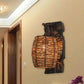Hand-Woven Rattan Wall Light Fixture Lodge Style 1-Head Brown Sconce Lighting for Bedside, A/B Clearhalo 'Wall Lamps & Sconces' 'Wall Lights' Lighting' 616654