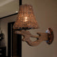 Hand-Woven Rattan Wall Light Fixture Lodge Style 1-Head Brown Sconce Lighting for Bedside, A/B Clearhalo 'Wall Lamps & Sconces' 'Wall Lights' Lighting' 616658