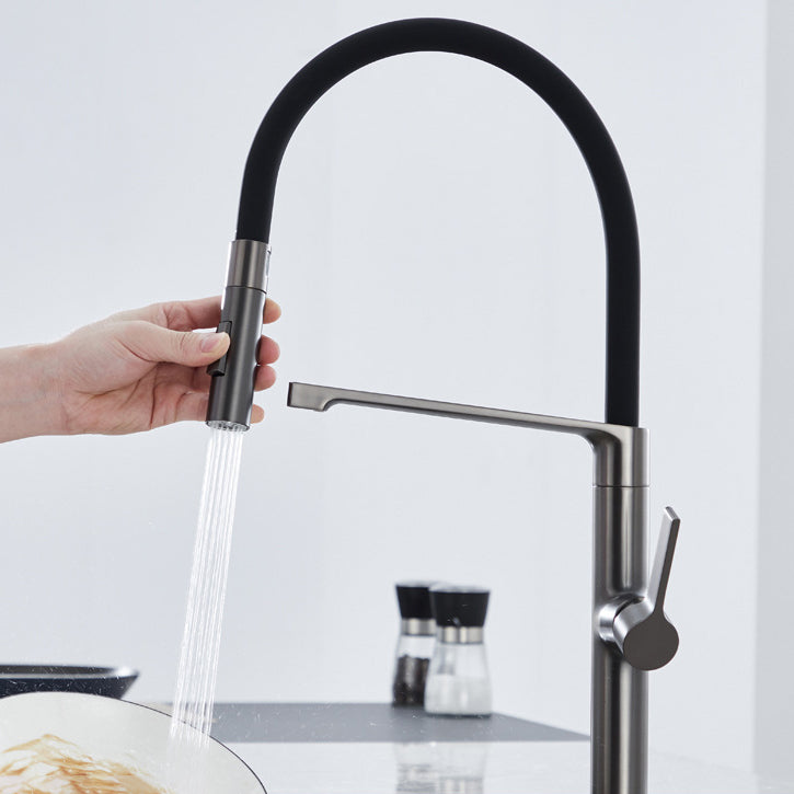Modern Kitchen Faucet Copper Single Handle High Arc Kitchen Faucet Clearhalo 'Home Improvement' 'home_improvement' 'home_improvement_kitchen_faucets' 'Kitchen Faucets' 'Kitchen Remodel & Kitchen Fixtures' 'Kitchen Sinks & Faucet Components' 'kitchen_faucets' 6166986