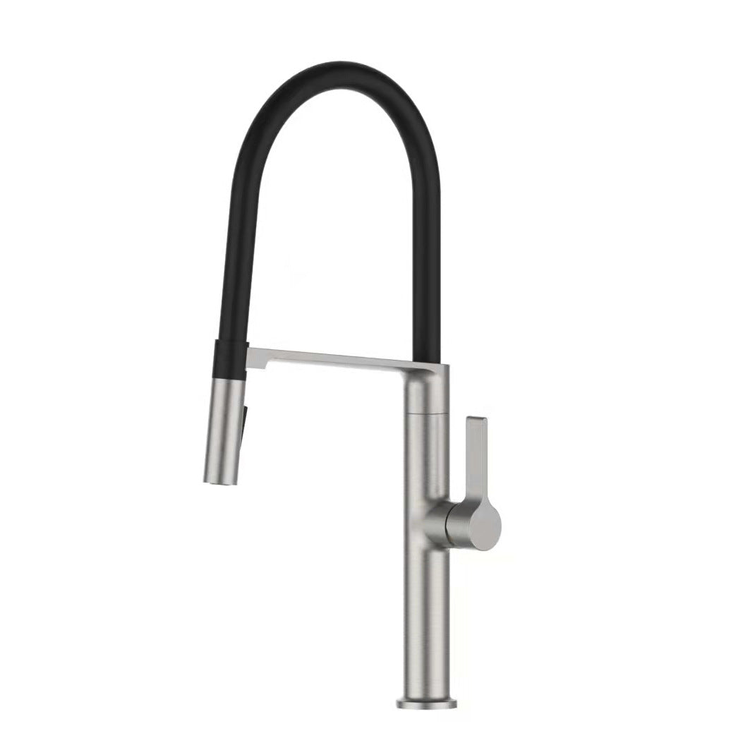 Modern Kitchen Faucet Copper Single Handle High Arc Kitchen Faucet Silver/Gray Clearhalo 'Home Improvement' 'home_improvement' 'home_improvement_kitchen_faucets' 'Kitchen Faucets' 'Kitchen Remodel & Kitchen Fixtures' 'Kitchen Sinks & Faucet Components' 'kitchen_faucets' 6166990