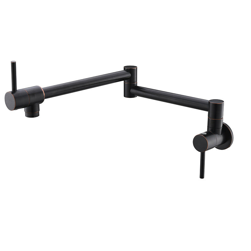 Contemporary Single Handle Bar Faucet Wall-mounted Pot Filler Black Clearhalo 'Home Improvement' 'home_improvement' 'home_improvement_kitchen_faucets' 'Kitchen Faucets' 'Kitchen Remodel & Kitchen Fixtures' 'Kitchen Sinks & Faucet Components' 'kitchen_faucets' 6167006