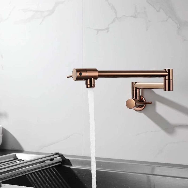Contemporary Single Handle Bar Faucet Wall-mounted Pot Filler Rose Gold Clearhalo 'Home Improvement' 'home_improvement' 'home_improvement_kitchen_faucets' 'Kitchen Faucets' 'Kitchen Remodel & Kitchen Fixtures' 'Kitchen Sinks & Faucet Components' 'kitchen_faucets' 6167008