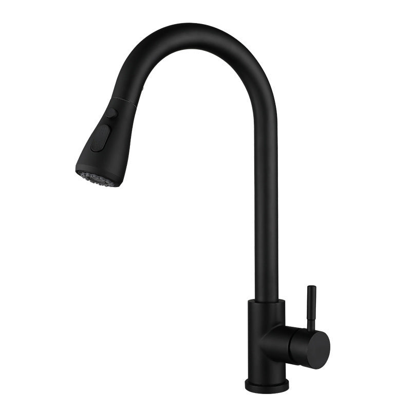 Modern Kitchen Faucet Stainless Steel Single Handle High Arc Retractable Kitchen Faucet Clearhalo 'Home Improvement' 'home_improvement' 'home_improvement_kitchen_faucets' 'Kitchen Faucets' 'Kitchen Remodel & Kitchen Fixtures' 'Kitchen Sinks & Faucet Components' 'kitchen_faucets' 6167033