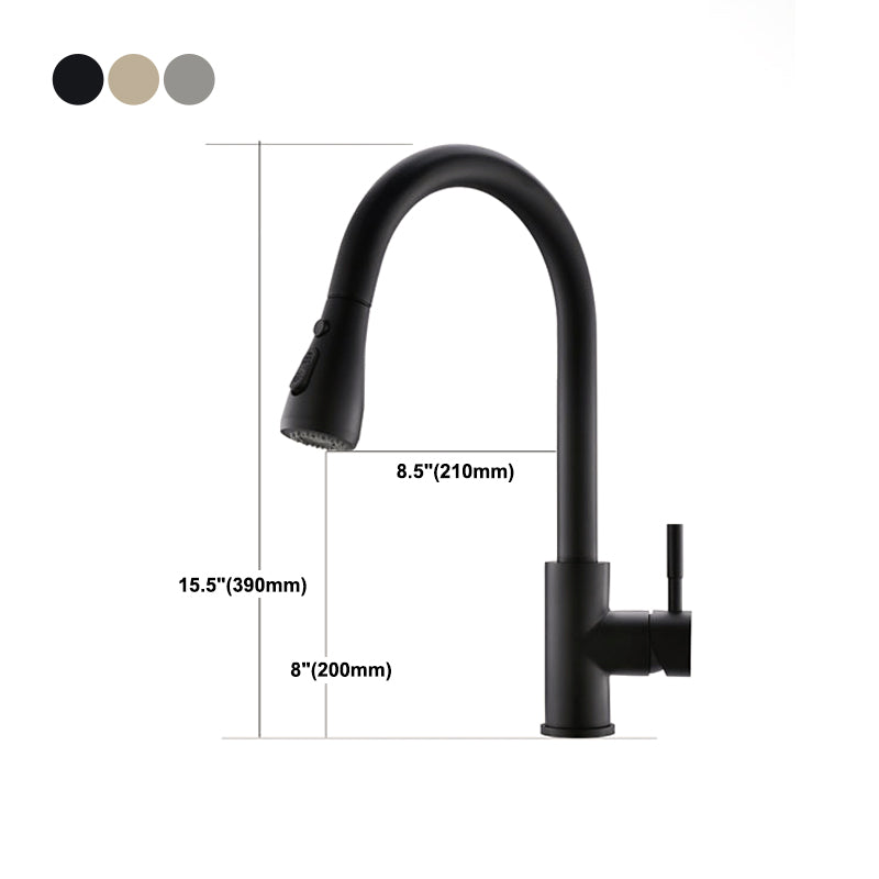 Modern Kitchen Faucet Stainless Steel Single Handle High Arc Retractable Kitchen Faucet Clearhalo 'Home Improvement' 'home_improvement' 'home_improvement_kitchen_faucets' 'Kitchen Faucets' 'Kitchen Remodel & Kitchen Fixtures' 'Kitchen Sinks & Faucet Components' 'kitchen_faucets' 6167034