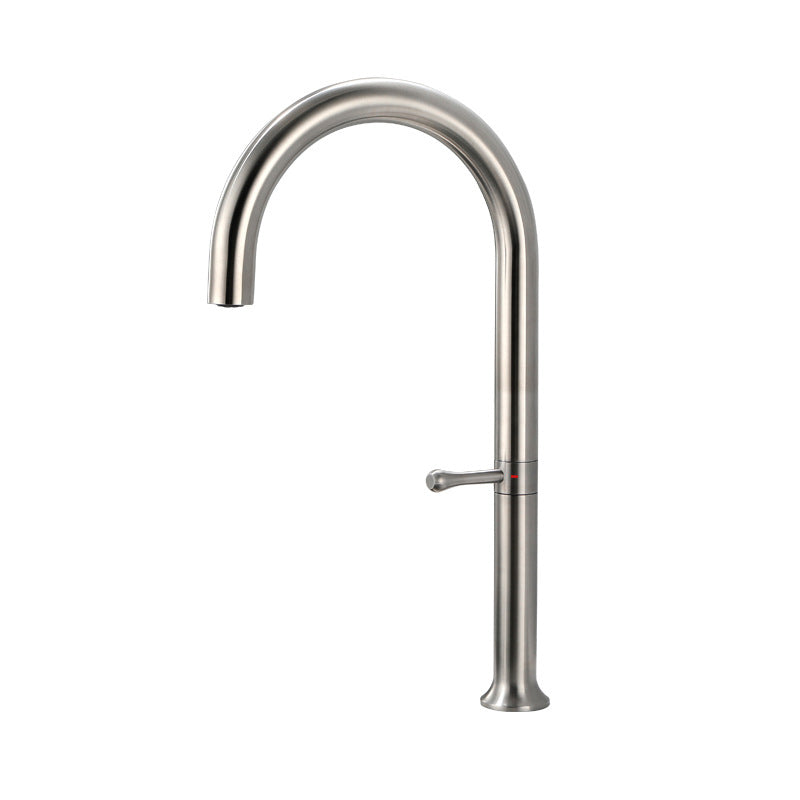 Modern Kitchen Faucet Stainless Steel Single Handle High Arc Kitchen Faucet Silver Clearhalo 'Home Improvement' 'home_improvement' 'home_improvement_kitchen_faucets' 'Kitchen Faucets' 'Kitchen Remodel & Kitchen Fixtures' 'Kitchen Sinks & Faucet Components' 'kitchen_faucets' 6167041