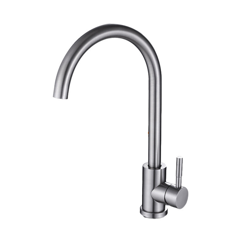 Modern Bar Faucet Stainless Steel with Handles and Supply Lines High Arch Kitchen Faucet Clearhalo 'Home Improvement' 'home_improvement' 'home_improvement_kitchen_faucets' 'Kitchen Faucets' 'Kitchen Remodel & Kitchen Fixtures' 'Kitchen Sinks & Faucet Components' 'kitchen_faucets' 6167058