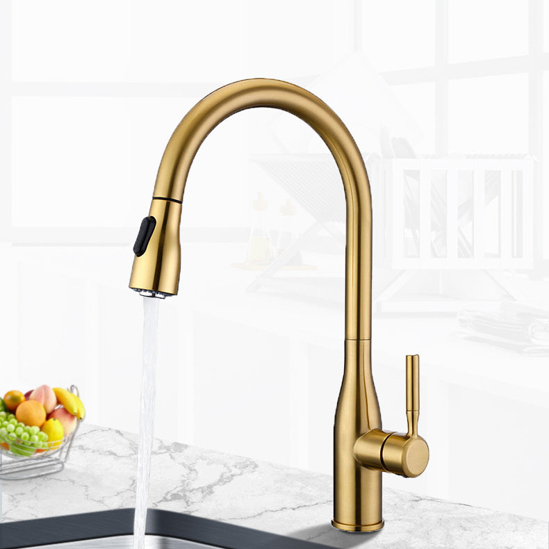 Modern Style Copper Kitchen Faucet Single Handle High Arc Kitchen Faucet Clearhalo 'Home Improvement' 'home_improvement' 'home_improvement_kitchen_faucets' 'Kitchen Faucets' 'Kitchen Remodel & Kitchen Fixtures' 'Kitchen Sinks & Faucet Components' 'kitchen_faucets' 6167081