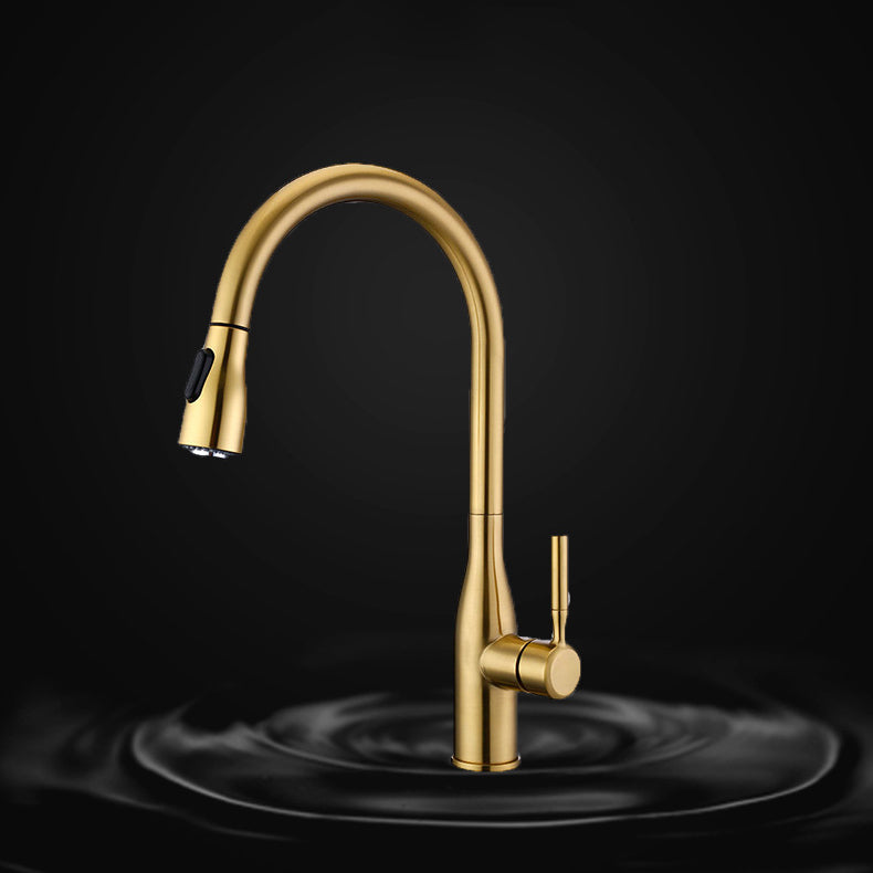 Modern Style Copper Kitchen Faucet Single Handle High Arc Kitchen Faucet Clearhalo 'Home Improvement' 'home_improvement' 'home_improvement_kitchen_faucets' 'Kitchen Faucets' 'Kitchen Remodel & Kitchen Fixtures' 'Kitchen Sinks & Faucet Components' 'kitchen_faucets' 6167082