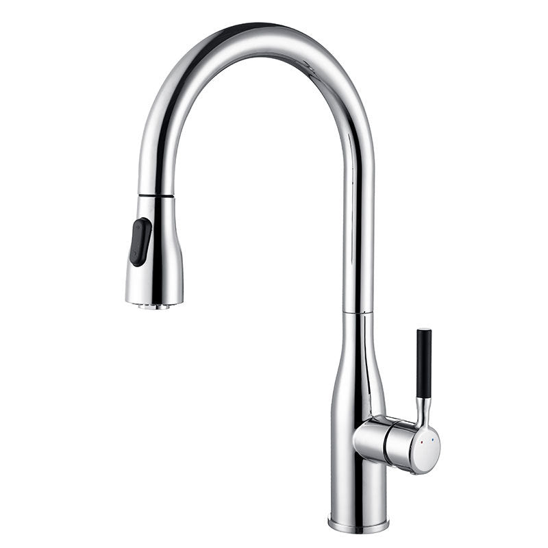 Modern Style Copper Kitchen Faucet Single Handle High Arc Kitchen Faucet Chrome Clearhalo 'Home Improvement' 'home_improvement' 'home_improvement_kitchen_faucets' 'Kitchen Faucets' 'Kitchen Remodel & Kitchen Fixtures' 'Kitchen Sinks & Faucet Components' 'kitchen_faucets' 6167083