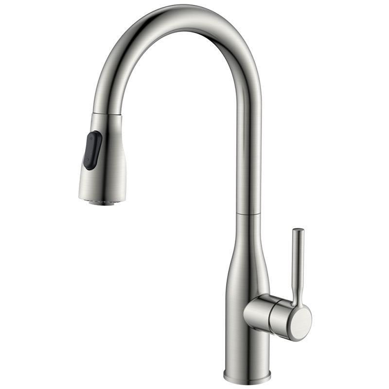 Modern Style Copper Kitchen Faucet Single Handle High Arc Kitchen Faucet Silver/Gray Clearhalo 'Home Improvement' 'home_improvement' 'home_improvement_kitchen_faucets' 'Kitchen Faucets' 'Kitchen Remodel & Kitchen Fixtures' 'Kitchen Sinks & Faucet Components' 'kitchen_faucets' 6167084