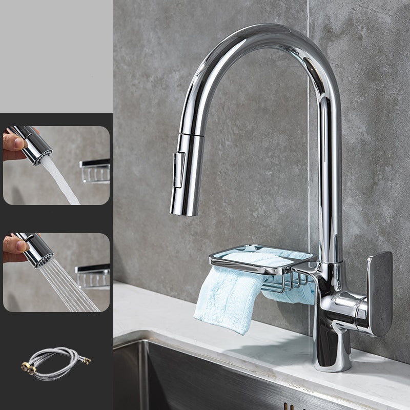 Modern Pot Filler Brass Pulldown Sprayer with Accessories Swivel Spout Kitchen Faucet Silver Clearhalo 'Home Improvement' 'home_improvement' 'home_improvement_kitchen_faucets' 'Kitchen Faucets' 'Kitchen Remodel & Kitchen Fixtures' 'Kitchen Sinks & Faucet Components' 'kitchen_faucets' 6167094