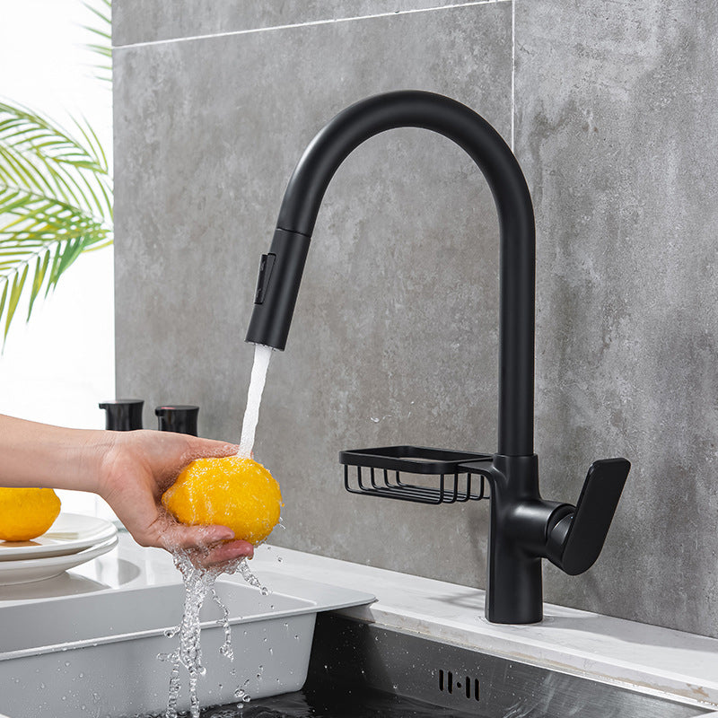 Modern Pot Filler Brass Pulldown Sprayer with Accessories Swivel Spout Kitchen Faucet Black Clearhalo 'Home Improvement' 'home_improvement' 'home_improvement_kitchen_faucets' 'Kitchen Faucets' 'Kitchen Remodel & Kitchen Fixtures' 'Kitchen Sinks & Faucet Components' 'kitchen_faucets' 6167097