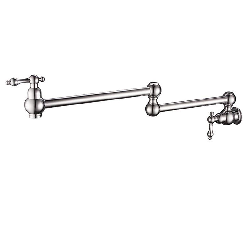 Contemporary Pull Down Wall Mounted Double Handles Pot Filler Low Profile Filler Clearhalo 'Home Improvement' 'home_improvement' 'home_improvement_kitchen_faucets' 'Kitchen Faucets' 'Kitchen Remodel & Kitchen Fixtures' 'Kitchen Sinks & Faucet Components' 'kitchen_faucets' 6167127