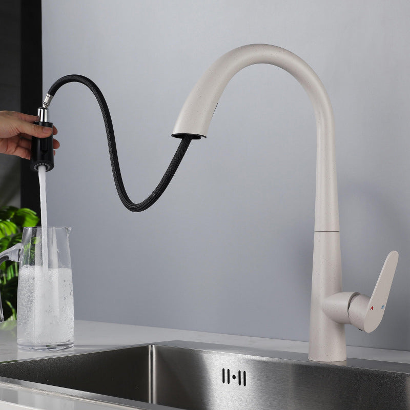 Modern Style Retractable Kitchen Faucet 304 Stainless Steel 1-Handle Kitchen Faucet Clearhalo 'Home Improvement' 'home_improvement' 'home_improvement_kitchen_faucets' 'Kitchen Faucets' 'Kitchen Remodel & Kitchen Fixtures' 'Kitchen Sinks & Faucet Components' 'kitchen_faucets' 6167157