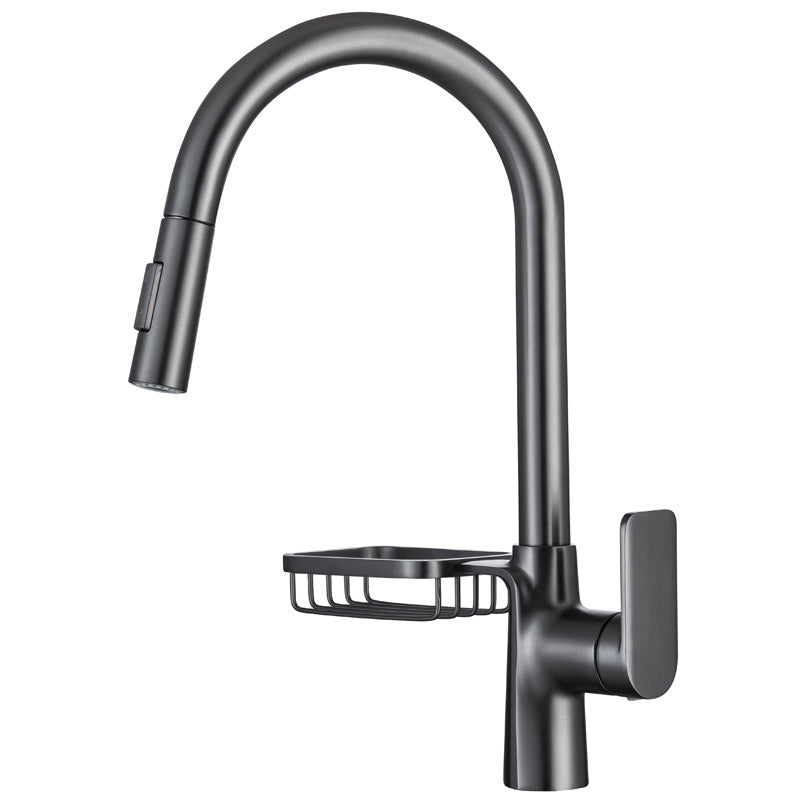 Modern Pull Down Kitchen Faucet Single Handle Faucet with Pull Out Sprayer Clearhalo 'Home Improvement' 'home_improvement' 'home_improvement_kitchen_faucets' 'Kitchen Faucets' 'Kitchen Remodel & Kitchen Fixtures' 'Kitchen Sinks & Faucet Components' 'kitchen_faucets' 6167179