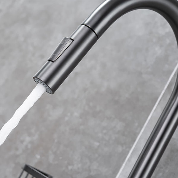 Modern Pull Down Kitchen Faucet Single Handle Faucet with Pull Out Sprayer Clearhalo 'Home Improvement' 'home_improvement' 'home_improvement_kitchen_faucets' 'Kitchen Faucets' 'Kitchen Remodel & Kitchen Fixtures' 'Kitchen Sinks & Faucet Components' 'kitchen_faucets' 6167180