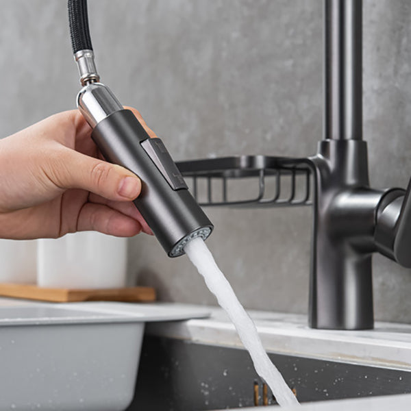 Modern Pull Down Kitchen Faucet Single Handle Faucet with Pull Out Sprayer Clearhalo 'Home Improvement' 'home_improvement' 'home_improvement_kitchen_faucets' 'Kitchen Faucets' 'Kitchen Remodel & Kitchen Fixtures' 'Kitchen Sinks & Faucet Components' 'kitchen_faucets' 6167181