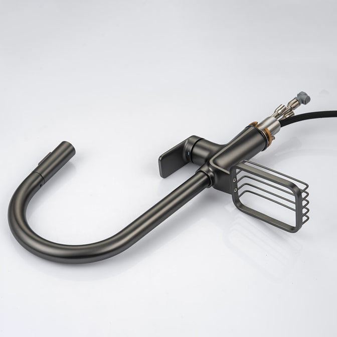 Modern Pull Down Kitchen Faucet Single Handle Faucet with Pull Out Sprayer Clearhalo 'Home Improvement' 'home_improvement' 'home_improvement_kitchen_faucets' 'Kitchen Faucets' 'Kitchen Remodel & Kitchen Fixtures' 'Kitchen Sinks & Faucet Components' 'kitchen_faucets' 6167183