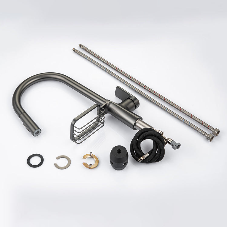 Modern Pull Down Kitchen Faucet Single Handle Faucet with Pull Out Sprayer Clearhalo 'Home Improvement' 'home_improvement' 'home_improvement_kitchen_faucets' 'Kitchen Faucets' 'Kitchen Remodel & Kitchen Fixtures' 'Kitchen Sinks & Faucet Components' 'kitchen_faucets' 6167185