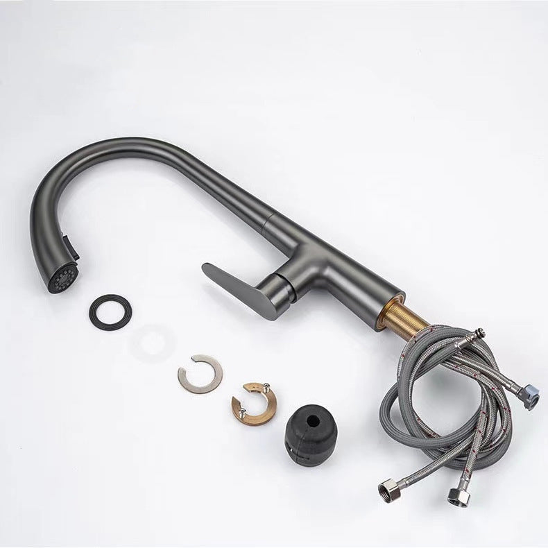 Modern Pull Down Kitchen Faucet Single Handle Faucet with Pull Out Sprayer Clearhalo 'Home Improvement' 'home_improvement' 'home_improvement_kitchen_faucets' 'Kitchen Faucets' 'Kitchen Remodel & Kitchen Fixtures' 'Kitchen Sinks & Faucet Components' 'kitchen_faucets' 6167193