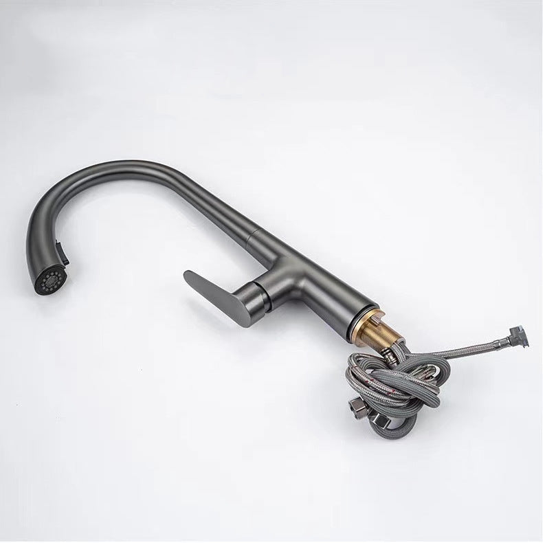 Modern Pull Down Kitchen Faucet Single Handle Faucet with Pull Out Sprayer Clearhalo 'Home Improvement' 'home_improvement' 'home_improvement_kitchen_faucets' 'Kitchen Faucets' 'Kitchen Remodel & Kitchen Fixtures' 'Kitchen Sinks & Faucet Components' 'kitchen_faucets' 6167194