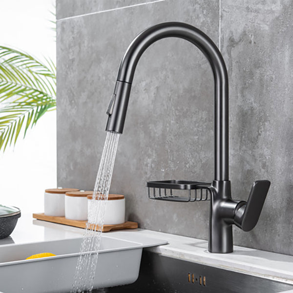 Modern Pull Down Kitchen Faucet Single Handle Faucet with Pull Out Sprayer Clearhalo 'Home Improvement' 'home_improvement' 'home_improvement_kitchen_faucets' 'Kitchen Faucets' 'Kitchen Remodel & Kitchen Fixtures' 'Kitchen Sinks & Faucet Components' 'kitchen_faucets' 6167199