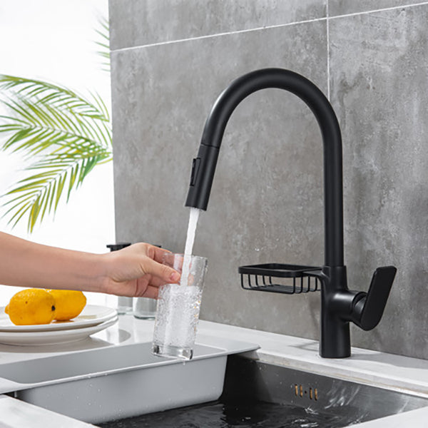 Modern Pull Down Kitchen Faucet Single Handle Faucet with Pull Out Sprayer Clearhalo 'Home Improvement' 'home_improvement' 'home_improvement_kitchen_faucets' 'Kitchen Faucets' 'Kitchen Remodel & Kitchen Fixtures' 'Kitchen Sinks & Faucet Components' 'kitchen_faucets' 6167202