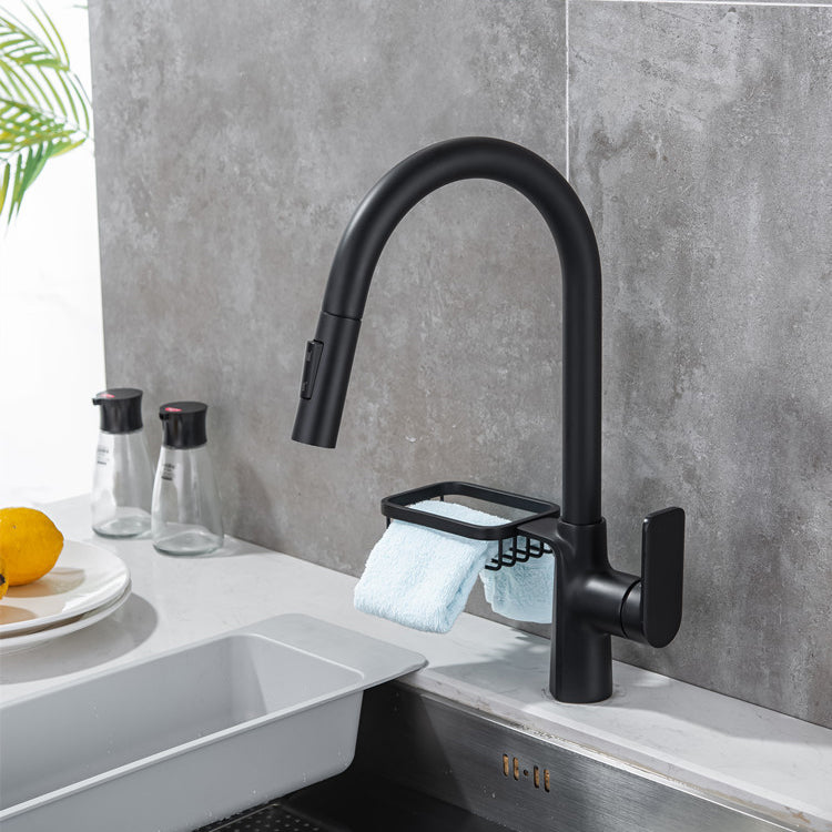 Modern Pull Down Kitchen Faucet Single Handle Faucet with Pull Out Sprayer Clearhalo 'Home Improvement' 'home_improvement' 'home_improvement_kitchen_faucets' 'Kitchen Faucets' 'Kitchen Remodel & Kitchen Fixtures' 'Kitchen Sinks & Faucet Components' 'kitchen_faucets' 6167204