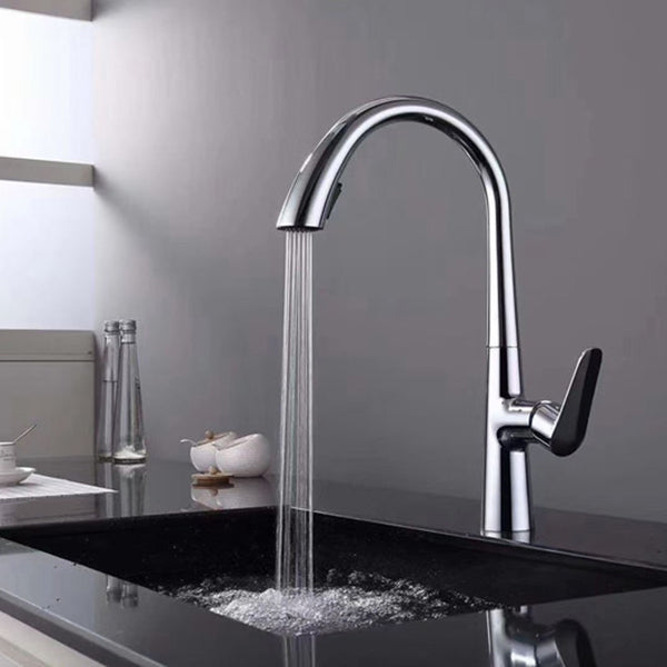 Modern Pull Down Kitchen Faucet Single Handle Faucet with Pull Out Sprayer Clearhalo 'Home Improvement' 'home_improvement' 'home_improvement_kitchen_faucets' 'Kitchen Faucets' 'Kitchen Remodel & Kitchen Fixtures' 'Kitchen Sinks & Faucet Components' 'kitchen_faucets' 6167205
