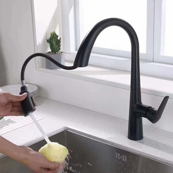 Modern Pull Down Kitchen Faucet Single Handle Faucet with Pull Out Sprayer Clearhalo 'Home Improvement' 'home_improvement' 'home_improvement_kitchen_faucets' 'Kitchen Faucets' 'Kitchen Remodel & Kitchen Fixtures' 'Kitchen Sinks & Faucet Components' 'kitchen_faucets' 6167206
