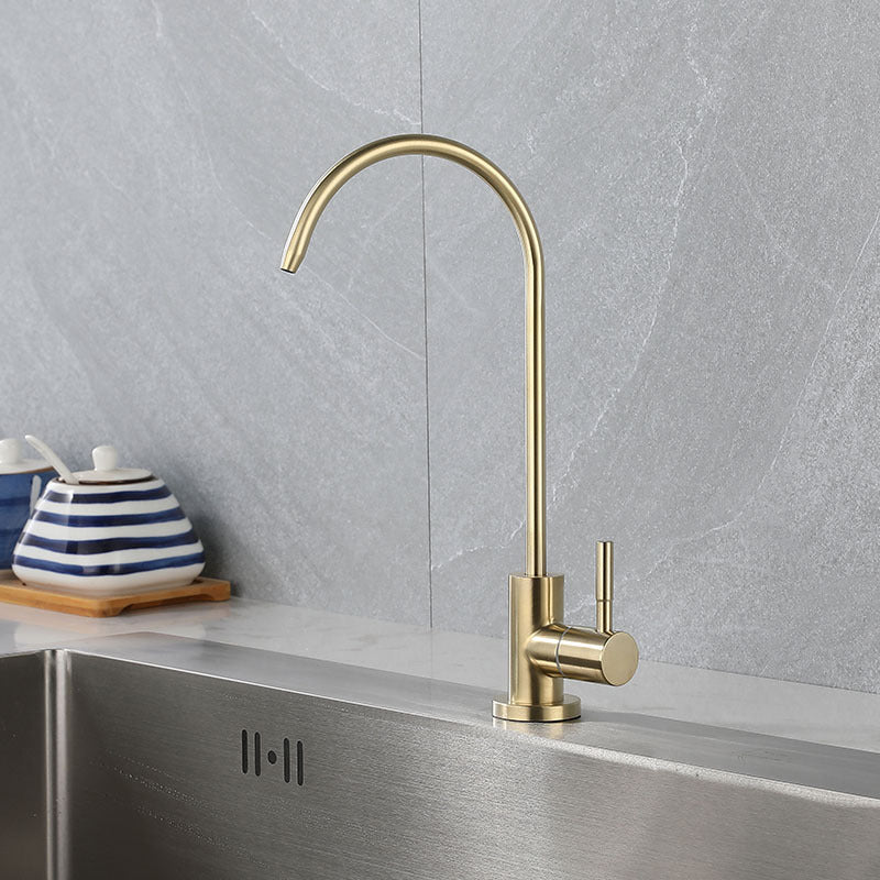 Contemporary Single Handle Kitchen Faucet Pull Down 1-Hold Bar Faucet with No Sensor Gold Clearhalo 'Home Improvement' 'home_improvement' 'home_improvement_kitchen_faucets' 'Kitchen Faucets' 'Kitchen Remodel & Kitchen Fixtures' 'Kitchen Sinks & Faucet Components' 'kitchen_faucets' 6167226
