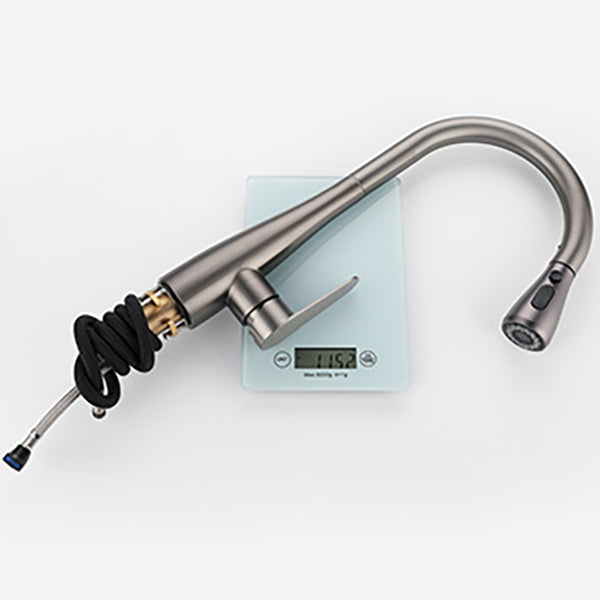 Modern Style Retractable Kitchen Faucet Stainless Steel Single Handle Kitchen Faucet Clearhalo 'Home Improvement' 'home_improvement' 'home_improvement_kitchen_faucets' 'Kitchen Faucets' 'Kitchen Remodel & Kitchen Fixtures' 'Kitchen Sinks & Faucet Components' 'kitchen_faucets' 6167278