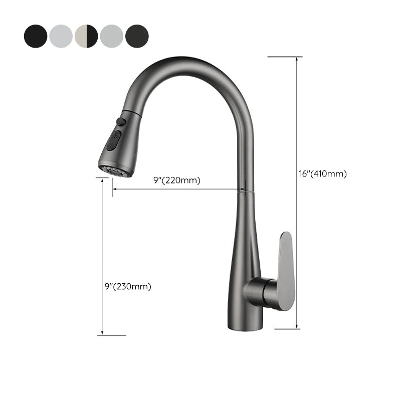 Modern Style Retractable Kitchen Faucet Stainless Steel Single Handle Kitchen Faucet Clearhalo 'Home Improvement' 'home_improvement' 'home_improvement_kitchen_faucets' 'Kitchen Faucets' 'Kitchen Remodel & Kitchen Fixtures' 'Kitchen Sinks & Faucet Components' 'kitchen_faucets' 6167282