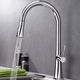 Contemporary One Handle Kitchen Faucet Pull Down 1-Hold Bar Faucet with Pull Out Sprayer Clearhalo 'Home Improvement' 'home_improvement' 'home_improvement_kitchen_faucets' 'Kitchen Faucets' 'Kitchen Remodel & Kitchen Fixtures' 'Kitchen Sinks & Faucet Components' 'kitchen_faucets' 6167286