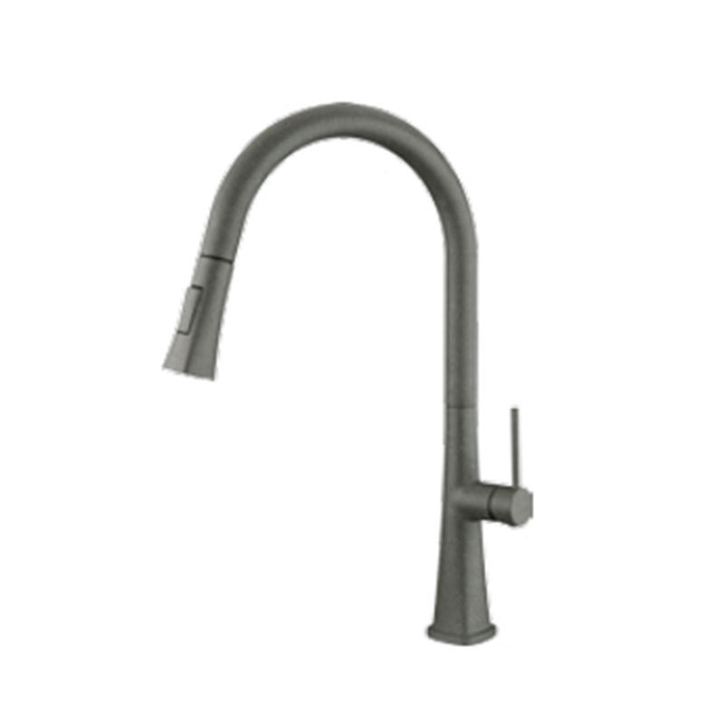 Contemporary One Handle Kitchen Faucet Pull Down 1-Hold Bar Faucet with Pull Out Sprayer Black/Gray Clearhalo 'Home Improvement' 'home_improvement' 'home_improvement_kitchen_faucets' 'Kitchen Faucets' 'Kitchen Remodel & Kitchen Fixtures' 'Kitchen Sinks & Faucet Components' 'kitchen_faucets' 6167287